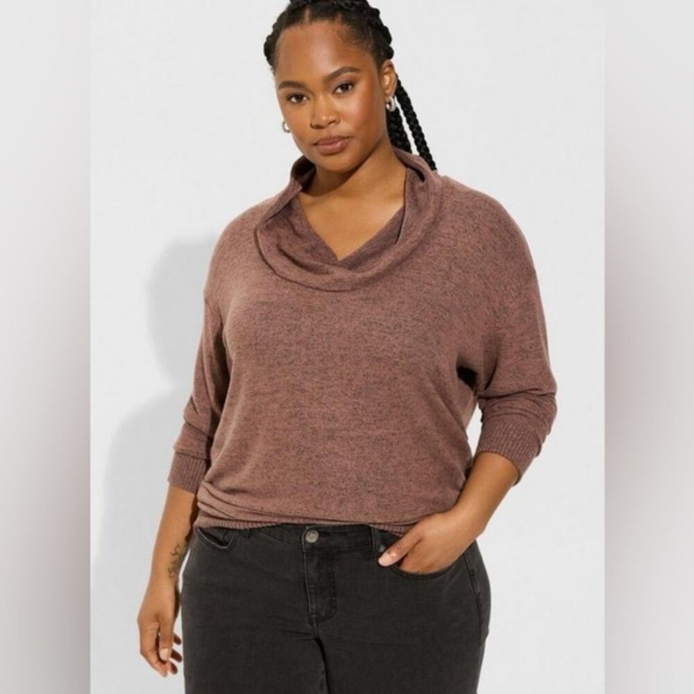 Torrid Super Soft Plush Cowl Neck Long Sleeve Tunic Sweatshirt Size 3X